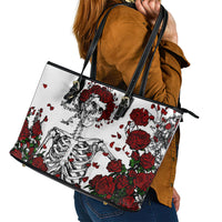 Rose Skull Leather Tote Bag Rose Skull Day Of The Dead - Wonder Print Shop