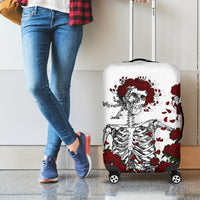Rose Skull Luggage Cover Rose Skull Day Of The Dead - Wonder Print Shop