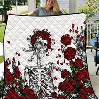 Rose Skull Quilt Rose Skull Day Of The Dead - Wonder Print Shop