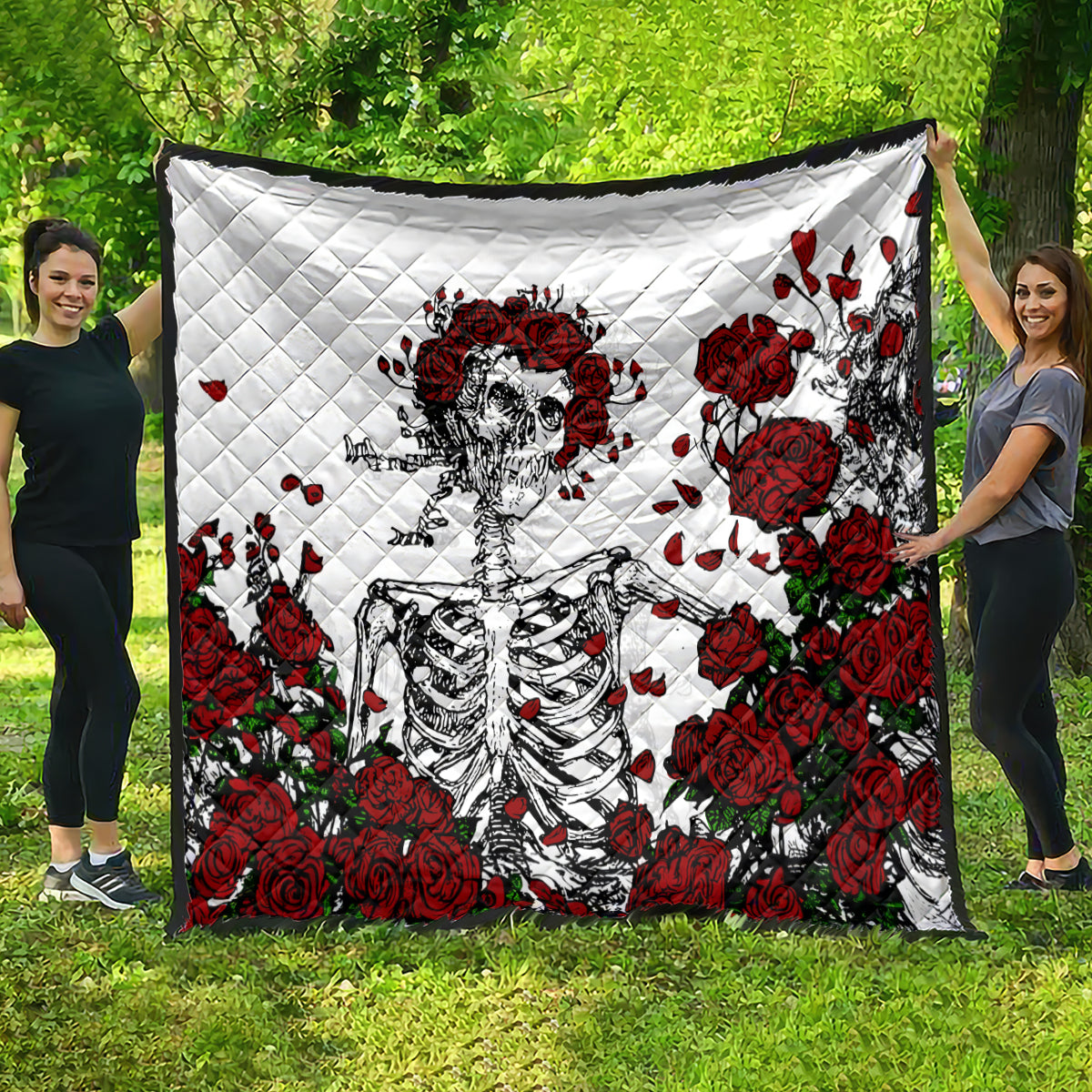Rose Skull Quilt Rose Skull Day Of The Dead - Wonder Print Shop