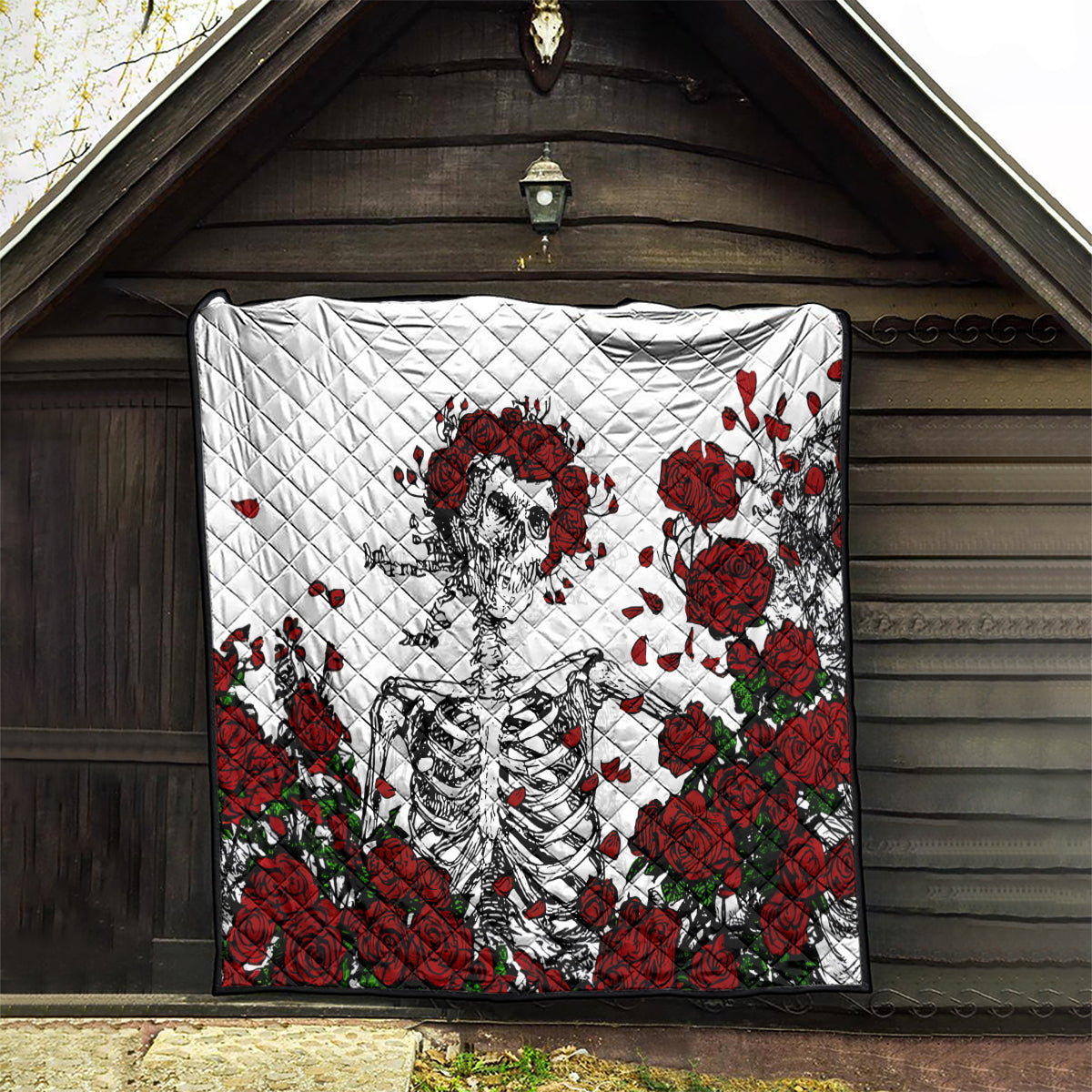 Rose Skull Quilt Rose Skull Day Of The Dead - Wonder Print Shop