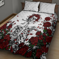 Rose Skull Quilt Bed Set Rose Skull Day Of The Dead - Wonder Print Shop