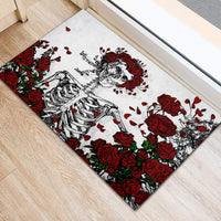 Rose Skull Rubber Doormat Rose Skull Day Of The Dead - Wonder Print Shop