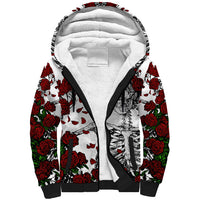 Rose Skull Sherpa Hoodie Rose Skull Day Of The Dead - Wonder Print Shop