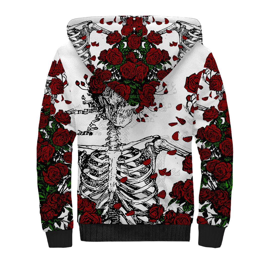 Rose Skull Sherpa Hoodie Rose Skull Day Of The Dead - Wonder Print Shop