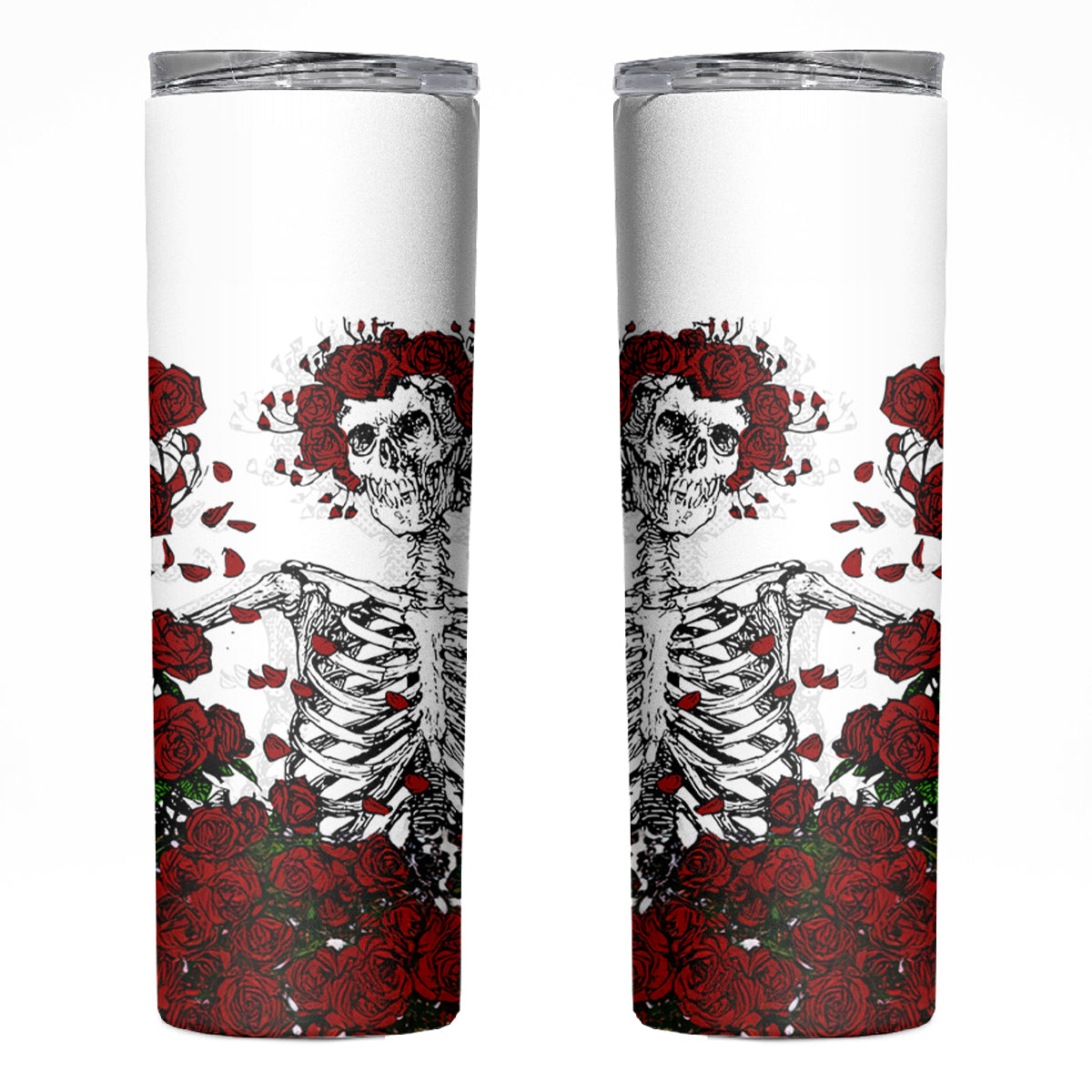 Rose Skull Skinny Tumbler Rose Skull Day Of The Dead - Wonder Print Shop