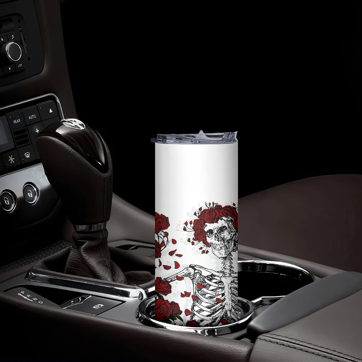 Rose Skull Skinny Tumbler Rose Skull Day Of The Dead - Wonder Print Shop