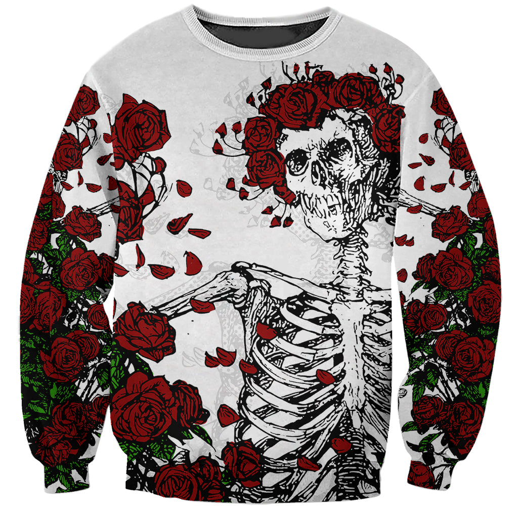 Rose Skull Sweatshirt Rose Skull Day Of The Dead - Wonder Print Shop