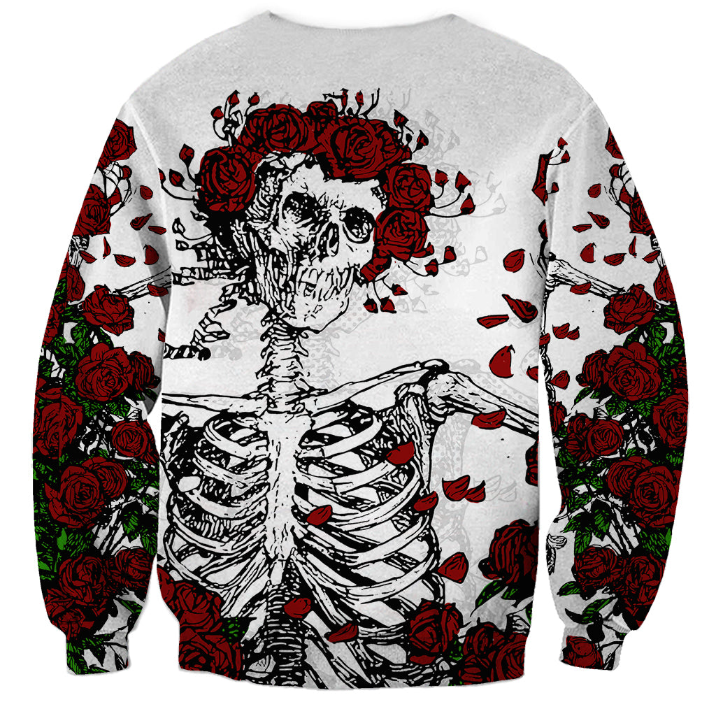 Rose Skull Sweatshirt Rose Skull Day Of The Dead - Wonder Print Shop