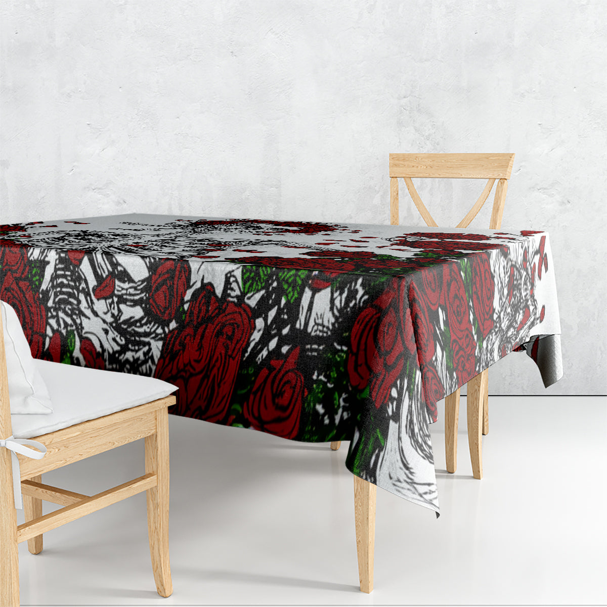 Rose Skull Tablecloth Rose Skull Day Of The Dead - Wonder Print Shop