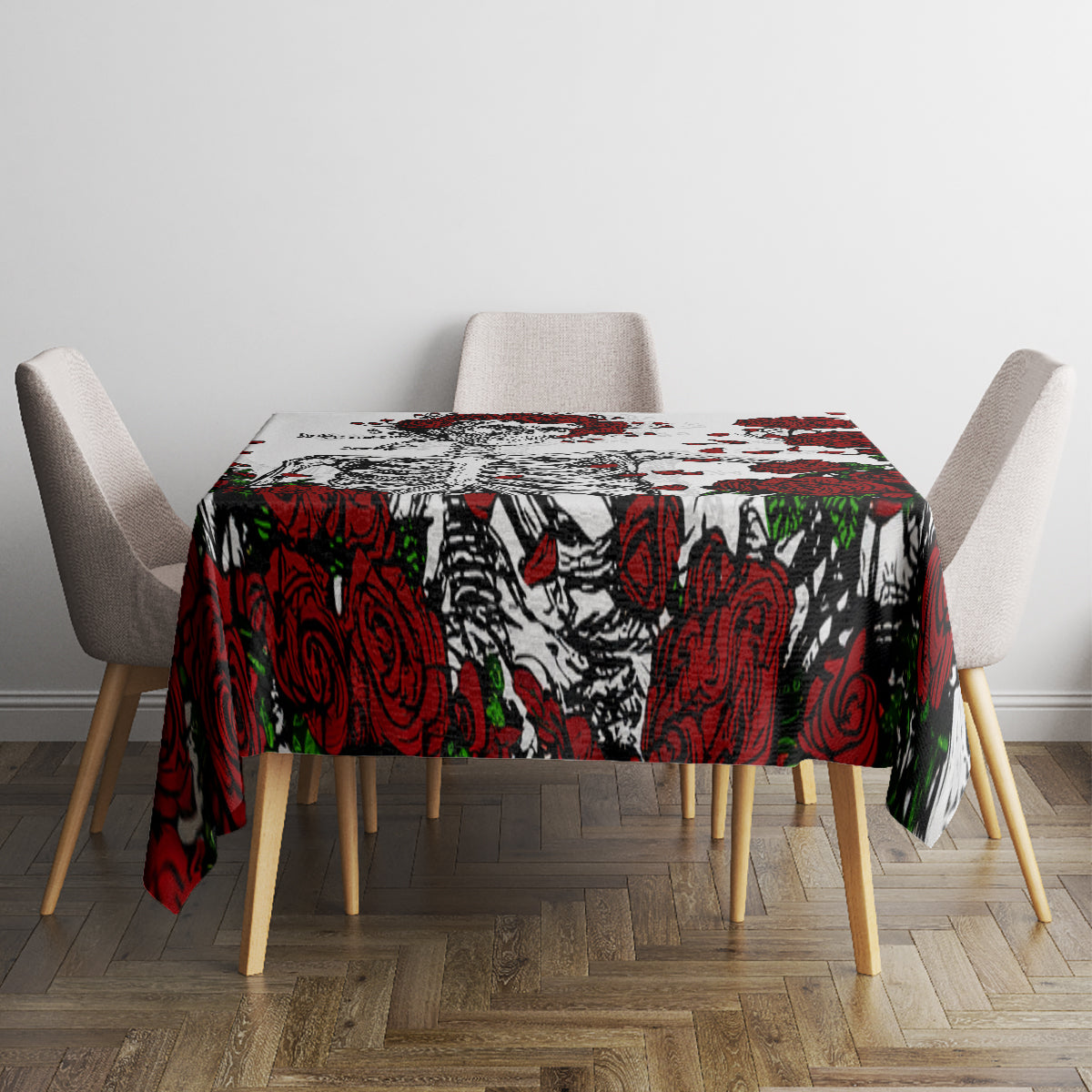 Rose Skull Tablecloth Rose Skull Day Of The Dead - Wonder Print Shop