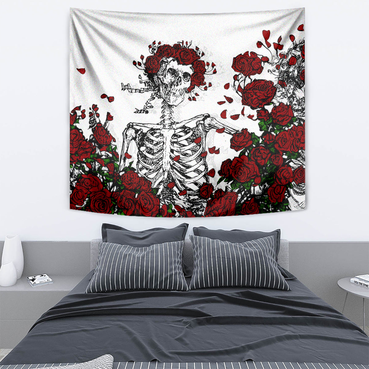 Rose Skull Tapestry Rose Skull Day Of The Dead - Wonder Print Shop