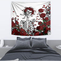 Rose Skull Tapestry Rose Skull Day Of The Dead - Wonder Print Shop