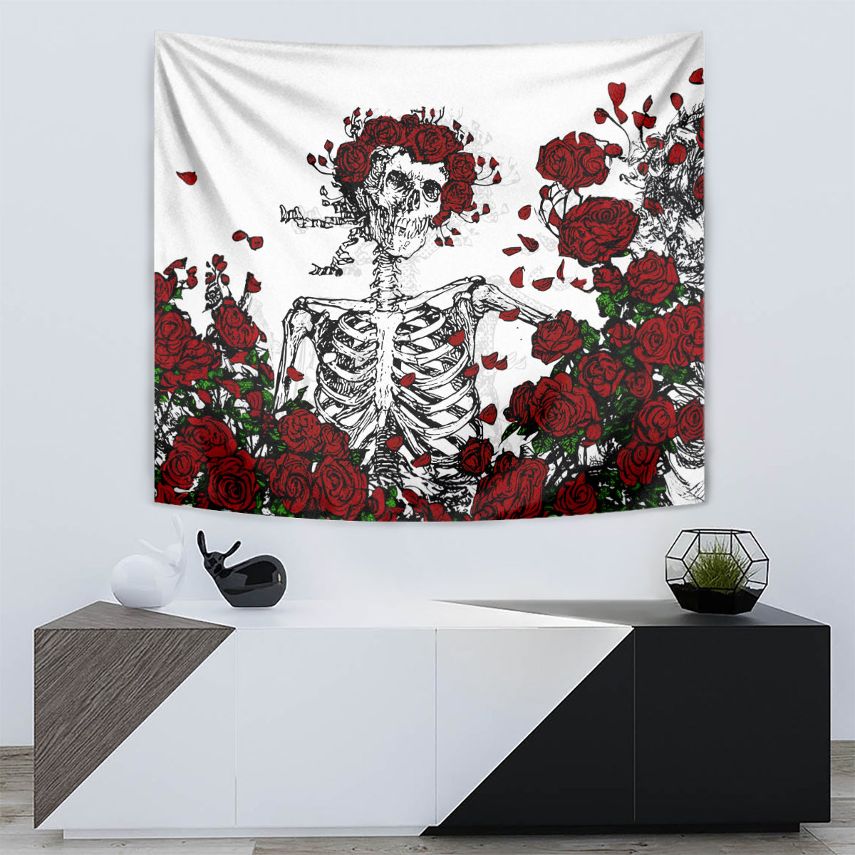Rose Skull Tapestry Rose Skull Day Of The Dead - Wonder Print Shop