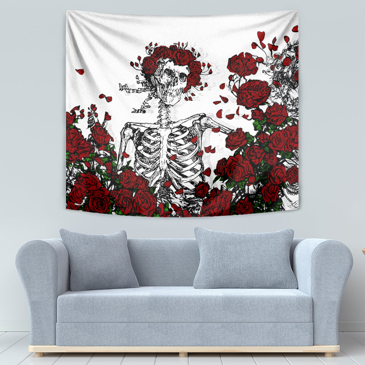 Rose Skull Tapestry Rose Skull Day Of The Dead - Wonder Print Shop