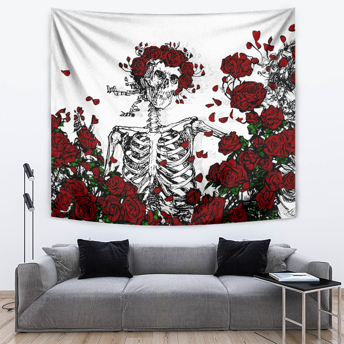 Rose Skull Tapestry Rose Skull Day Of The Dead - Wonder Print Shop