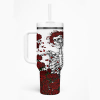 Rose Skull Tumbler With Handle Rose Skull Day Of The Dead - Wonder Print Shop
