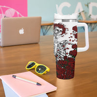 Rose Skull Tumbler With Handle Rose Skull Day Of The Dead - Wonder Print Shop