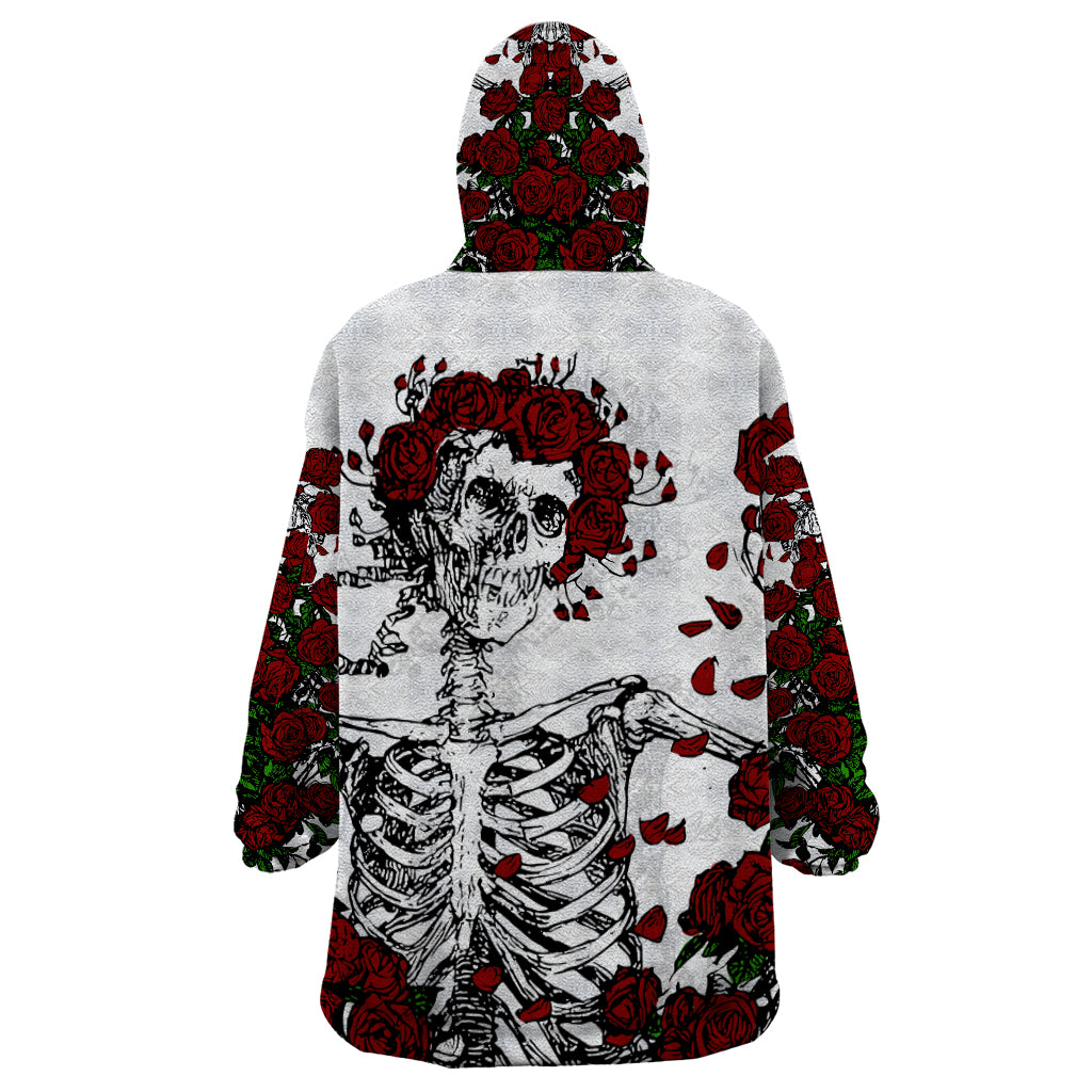 Rose Skull Wearable Blanket Hoodie Rose Skull Day Of The Dead - Wonder Print Shop