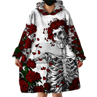 Rose Skull Wearable Blanket Hoodie Rose Skull Day Of The Dead - Wonder Print Shop