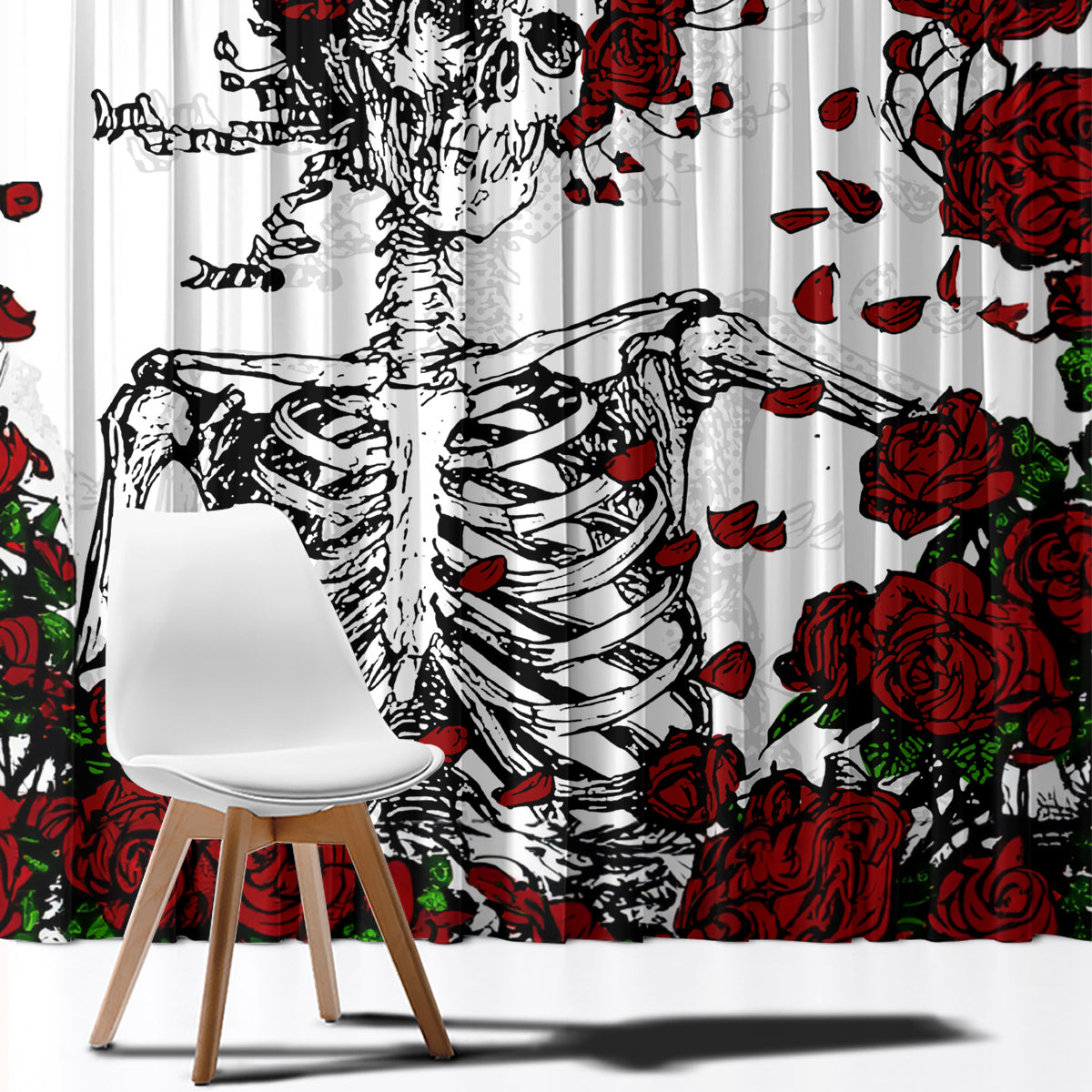 Rose Skull Window Curtain Rose Skull Day Of The Dead - Wonder Print Shop
