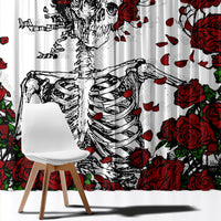 Rose Skull Window Curtain Rose Skull Day Of The Dead - Wonder Print Shop