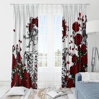 Rose Skull Window Curtain Rose Skull Day Of The Dead - Wonder Print Shop