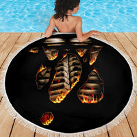 Flame Skull Beach Blanket Flame Skeleton Inside My Body - Wonder Print Shop