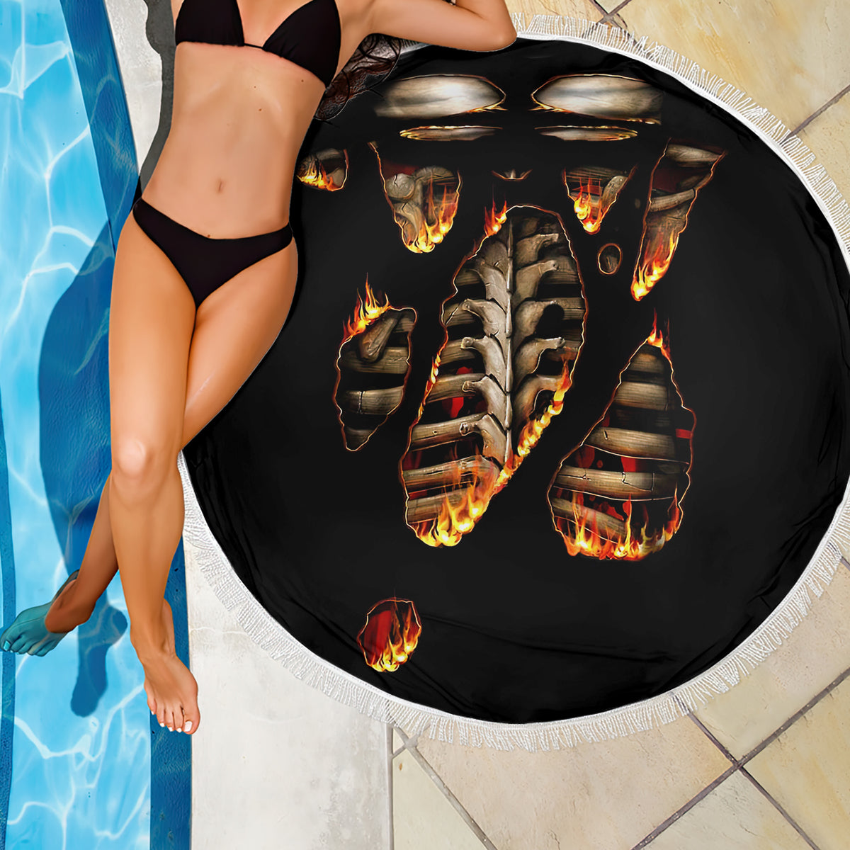 Flame Skull Beach Blanket Flame Skeleton Inside My Body - Wonder Print Shop