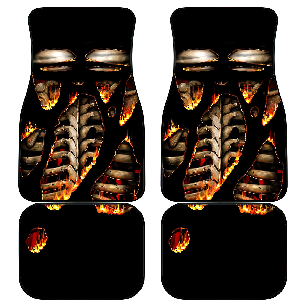 Flame Skull Car Mats Flame Skeleton Inside My Body - Wonder Print Shop