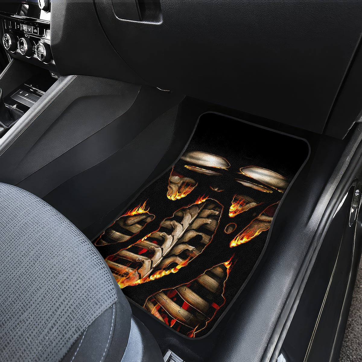 Flame Skull Car Mats Flame Skeleton Inside My Body - Wonder Print Shop