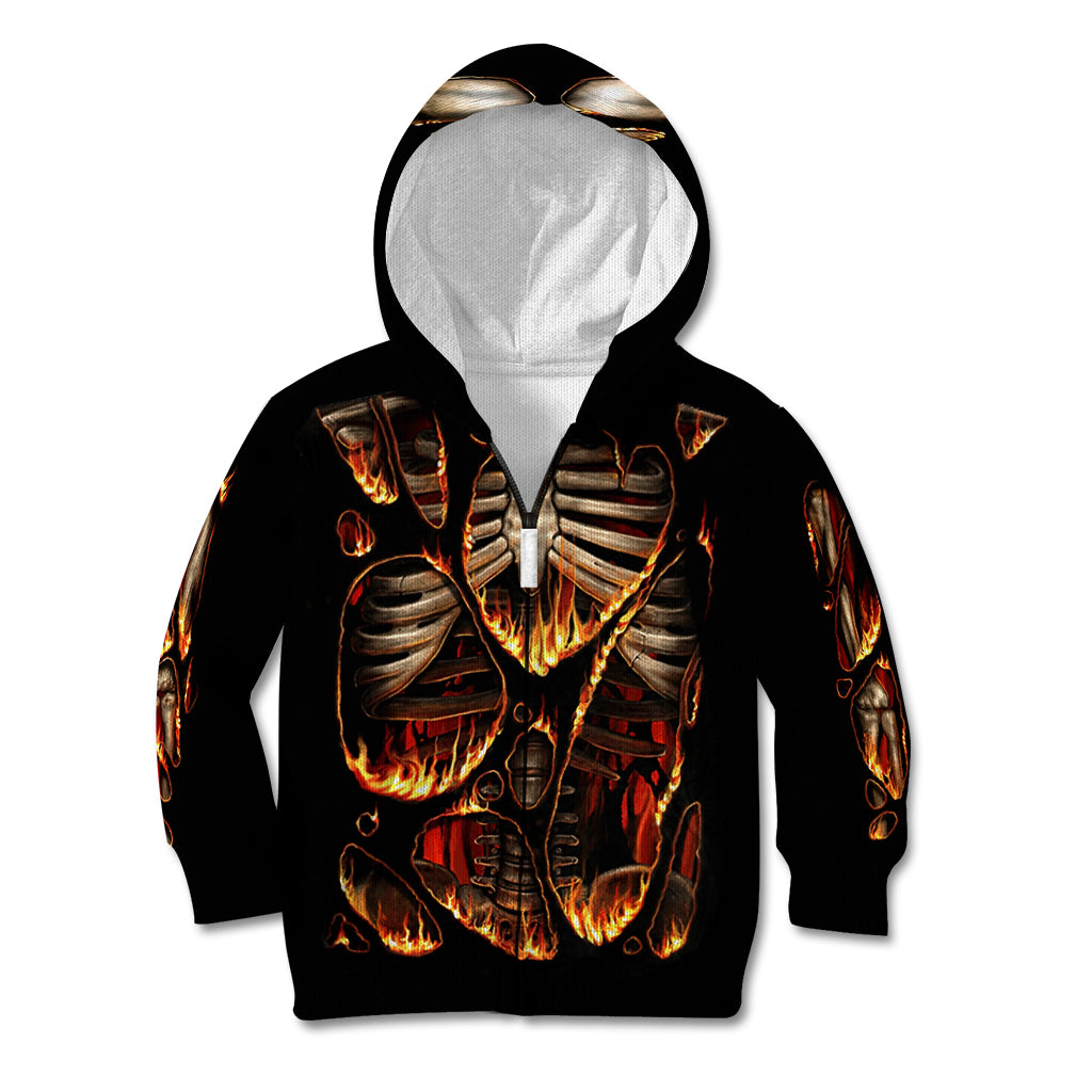 Flame Skull Kid Hoodie Flame Skeleton Inside My Body - Wonder Print Shop