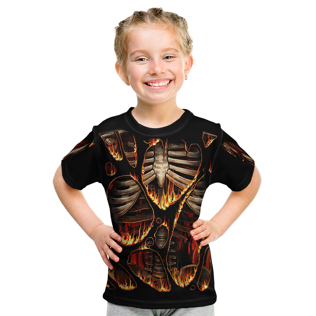 Flame Skull Kid T Shirt Flame Skeleton Inside My Body - Wonder Print Shop