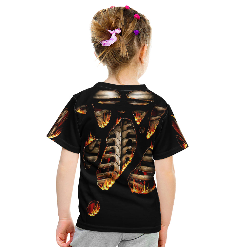 Flame Skull Kid T Shirt Flame Skeleton Inside My Body - Wonder Print Shop