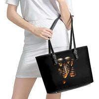 Flame Skull Leather Tote Bag Flame Skeleton Inside My Body - Wonder Print Shop