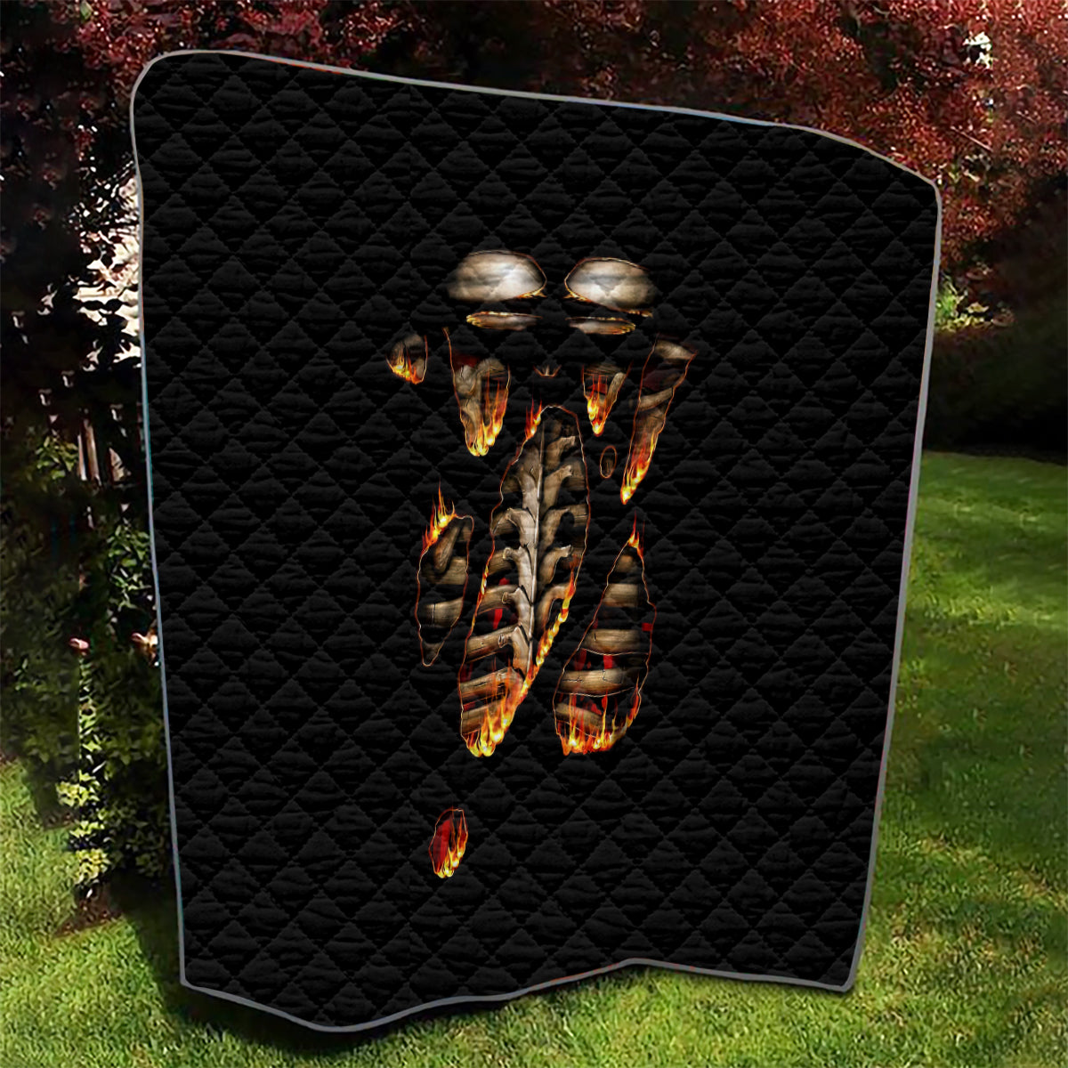 Flame Skull Quilt Flame Skeleton Inside My Body - Wonder Print Shop