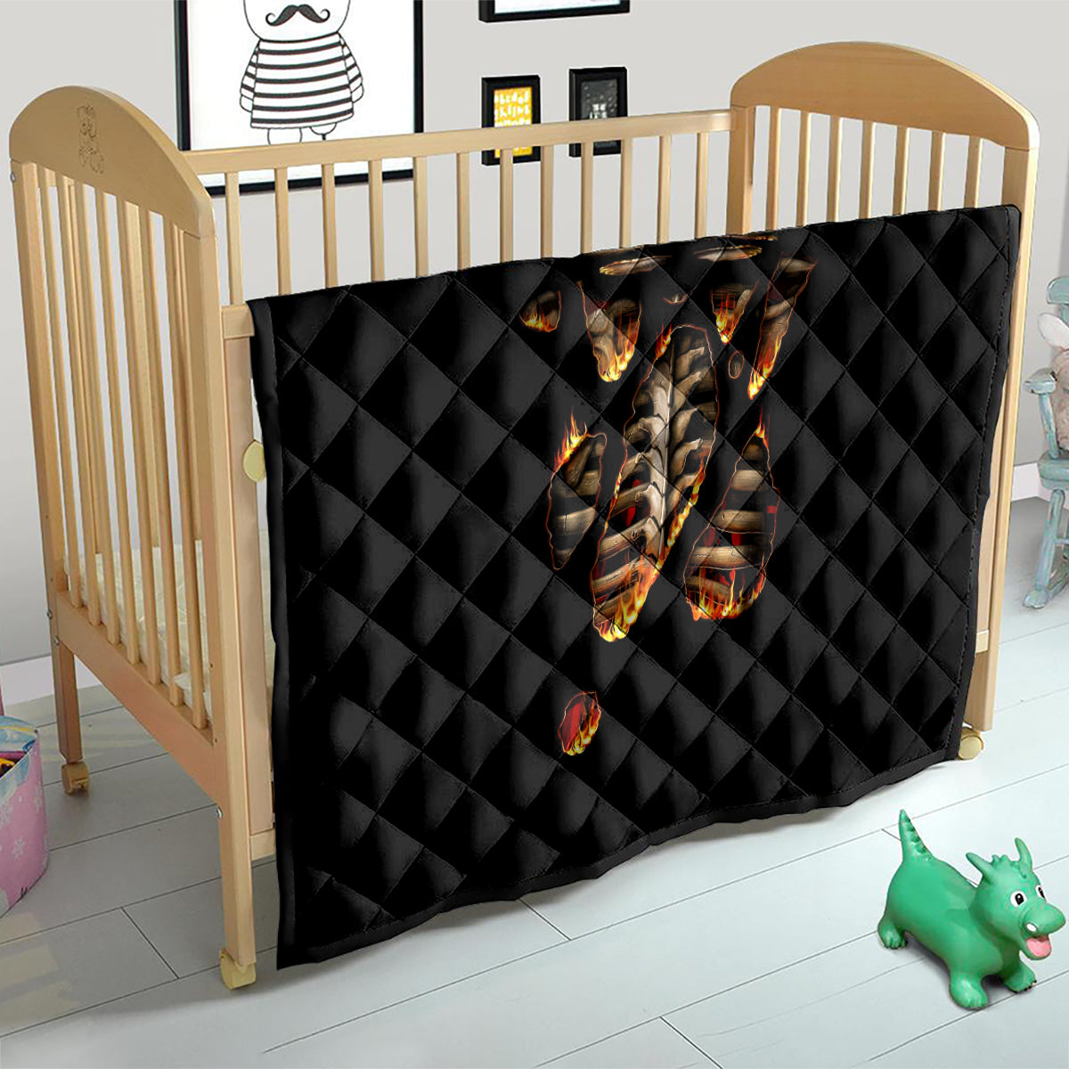 Flame Skull Quilt Flame Skeleton Inside My Body - Wonder Print Shop