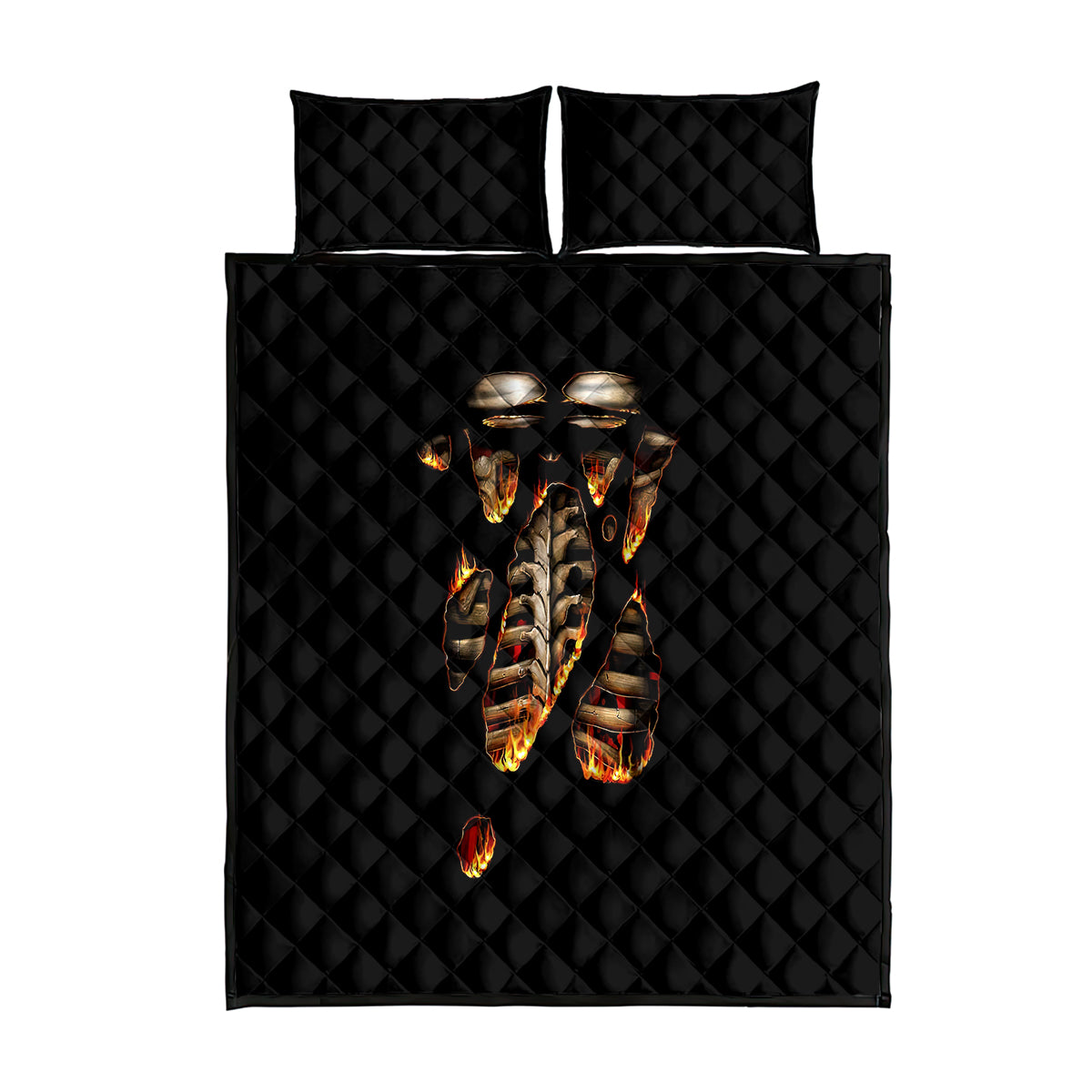 Flame Skull Quilt Bed Set Flame Skeleton Inside My Body - Wonder Print Shop