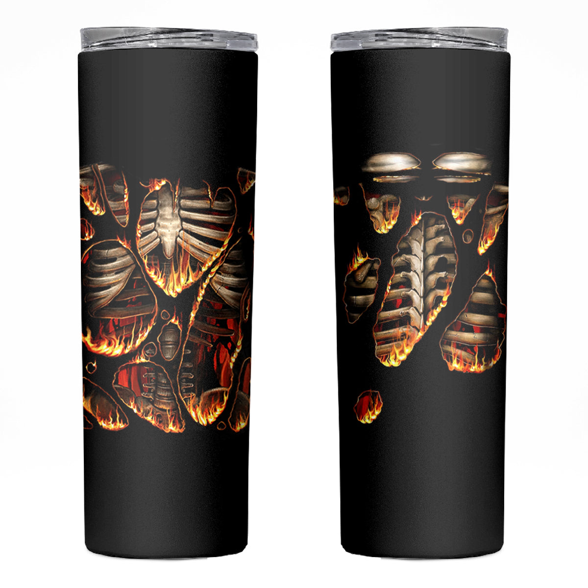 Flame Skull Skinny Tumbler Flame Skeleton Inside My Body - Wonder Print Shop