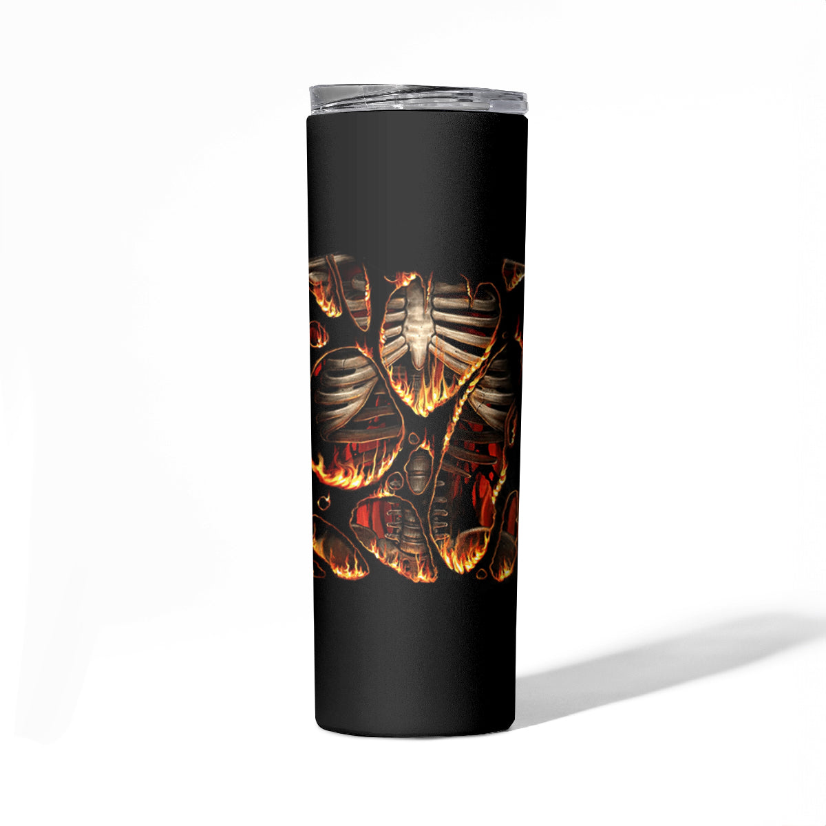 Flame Skull Skinny Tumbler Flame Skeleton Inside My Body - Wonder Print Shop