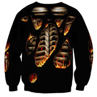 Flame Skull Sweatshirt Flame Skeleton Inside My Body - Wonder Print Shop