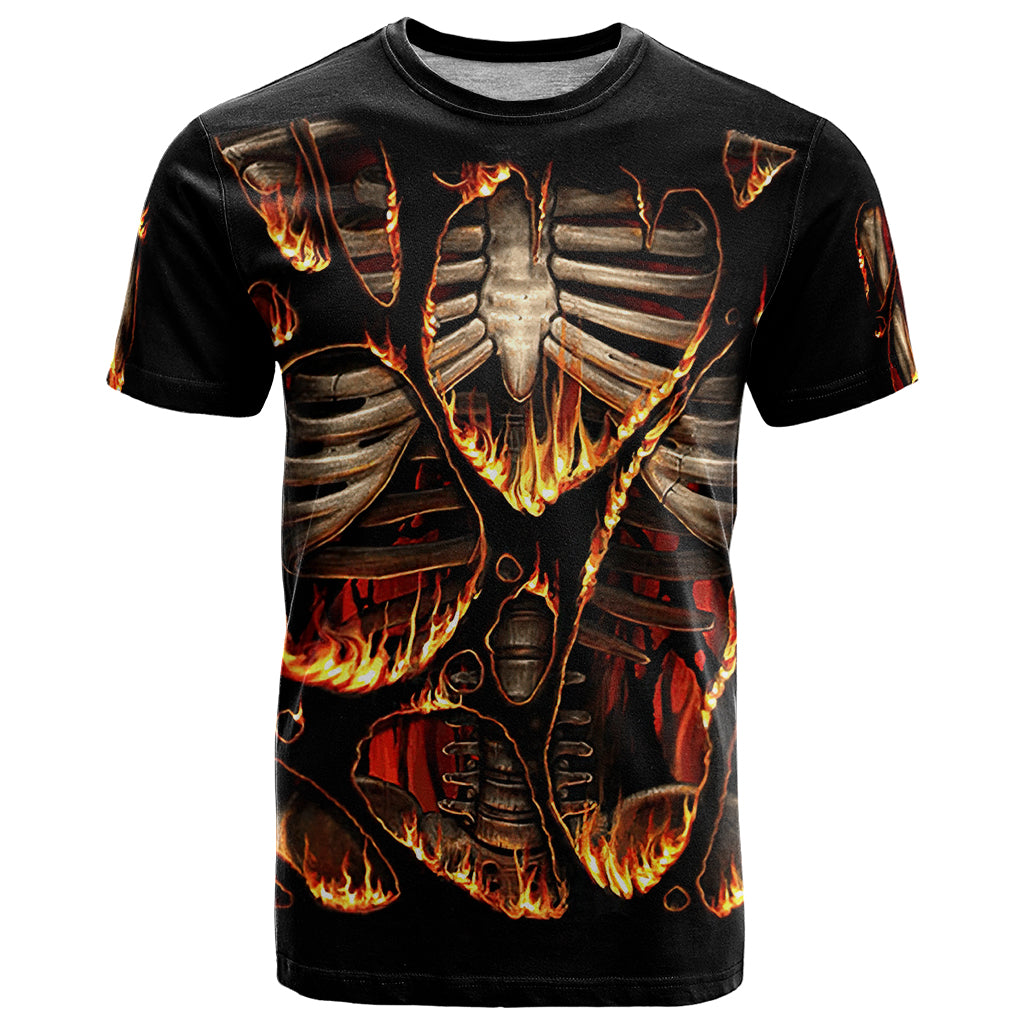 Flame Skull T Shirt Flame Skeleton Inside My Body - Wonder Print Shop