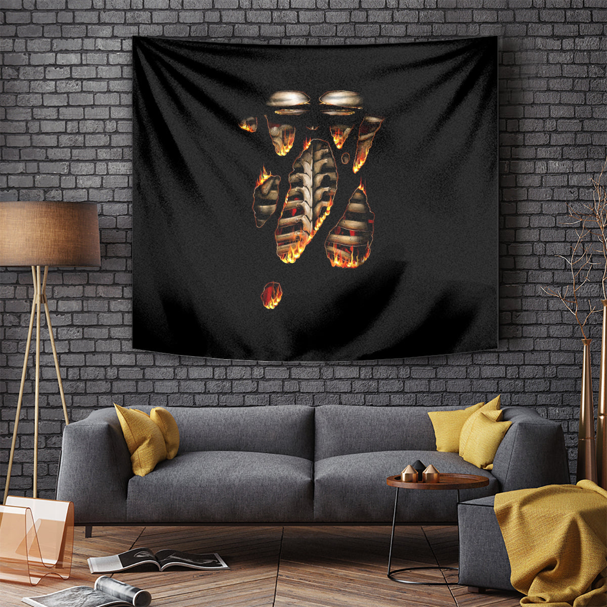 Flame Skull Tapestry Flame Skeleton Inside My Body - Wonder Print Shop