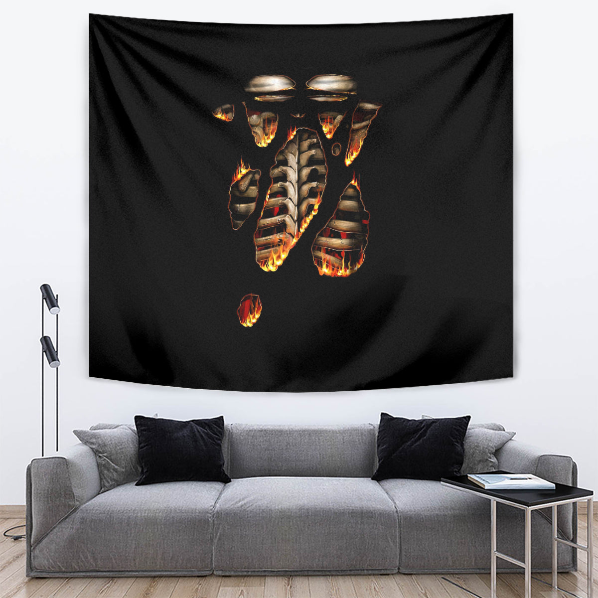 Flame Skull Tapestry Flame Skeleton Inside My Body - Wonder Print Shop