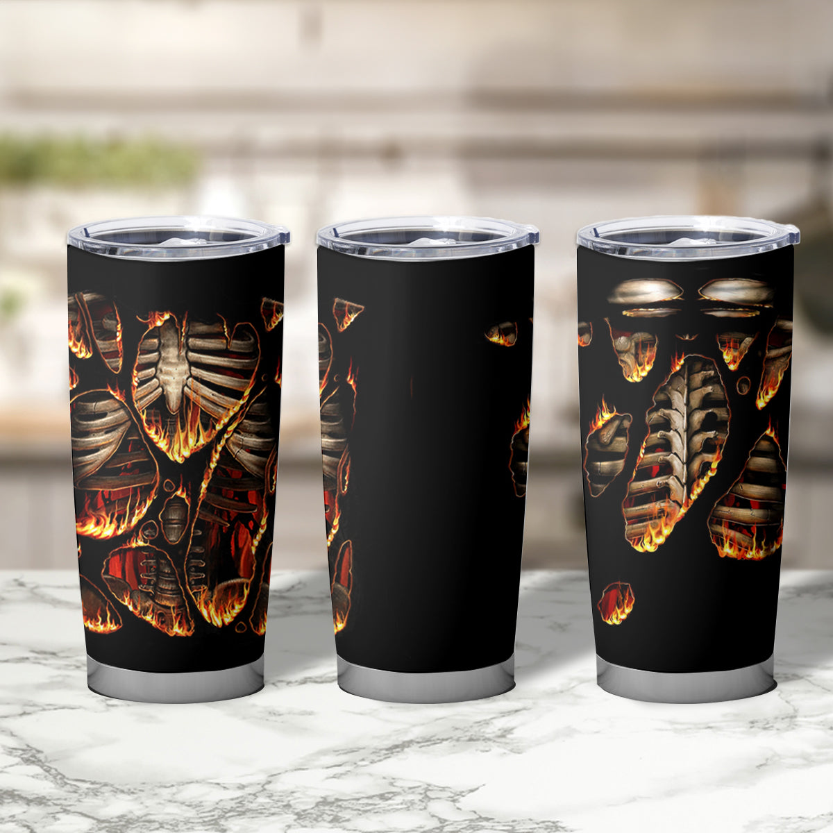 Flame Skull Tumbler Cup Flame Skeleton Inside My Body - Wonder Print Shop