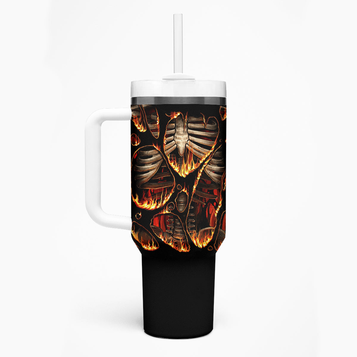 Flame Skull Tumbler With Handle Flame Skeleton Inside My Body - Wonder Print Shop