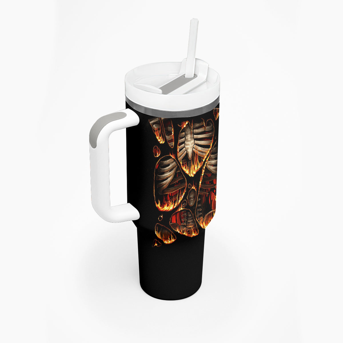 Flame Skull Tumbler With Handle Flame Skeleton Inside My Body - Wonder Print Shop