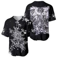 Rose Skull Baseball Jersey White Rose Skull Day Of The Dead - Wonder Print Shop