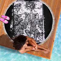 Rose Skull Beach Blanket White Rose Skull Day Of The Dead - Wonder Print Shop