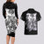 Rose Skull Couples Matching Long Sleeve Bodycon Dress and Hawaiian Shirt White Rose Skull Day Of The Dead - Wonder Print Shop